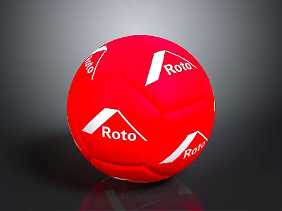 High Quality Red Roto Sports Ball With White Logo For Daily Activities 3d model