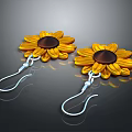 Sunflower Shaped Earrings With Yellow Petals And Hook Design For Daily Use