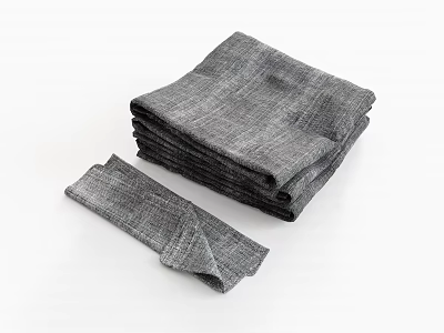 Gray Fabric Decorative Accessory Set With Stacked Cloth And Small Arranged Pieces 3d model