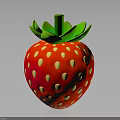 Fresh Red Strawberry With Yellow Seeds And Vibrant Green Leafy Top