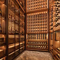 Elegant Wine Cellar Interior With Wooden Racks Glass Cabinets And Neatly Arranged Bottles