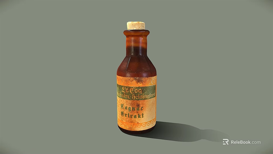 Medical Instrument Brown Bottle With Cork Stopper For Liquid Medical Use 3d model 