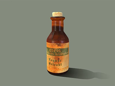 Medical Instrument Brown Bottle With Cork Stopper For Liquid Medical Use 3d model