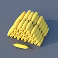 Fresh Yellow Corn Cobs Arranged in Stack with Single Cob on Blue Background 3d model