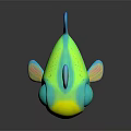 Cartoon Yellow And Blue Fish With Grumpy Face In Playful Aquatic Animal Character Design