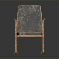 Vintage Wooden Chair With Gray Fabric Seat And Backrest Solid Wood Arms And Legs Design