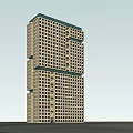 Modern High Rise Office Building With Stacked Block Structure And Light Facade 3d model