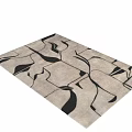 Modern Stylish Square Rug with Abstract Black and White Geometric Shapes