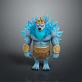 Blue Ice Creature With Golden Crown Spiky Fur And Arm Bands