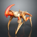 Game and Movie Character 3D Model With Red Horns Multiple Legs And Spiky Bony Structure