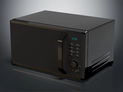 Black Modern Microwave Kitchen Appliance With Digital Display And Control Panel 3d model