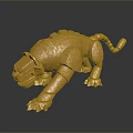 Golden Mechanical Tiger Sculpture With Detailed Structure And Shiny Metallic Surface