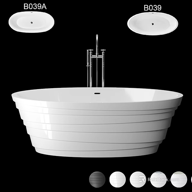 Modern White Oval Freestanding Bathtub With Sleek Design And Chrome Faucet 3d model 