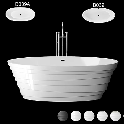Modern White Oval Freestanding Bathtub With Sleek Design And Chrome Faucet 3d model
