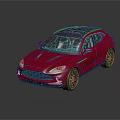 Red Sports Coupe with Black Roof Sleek Body and Reflective Surface