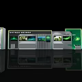 Modern Photo Check-in Spot With Green Display Wall And Digital Screens