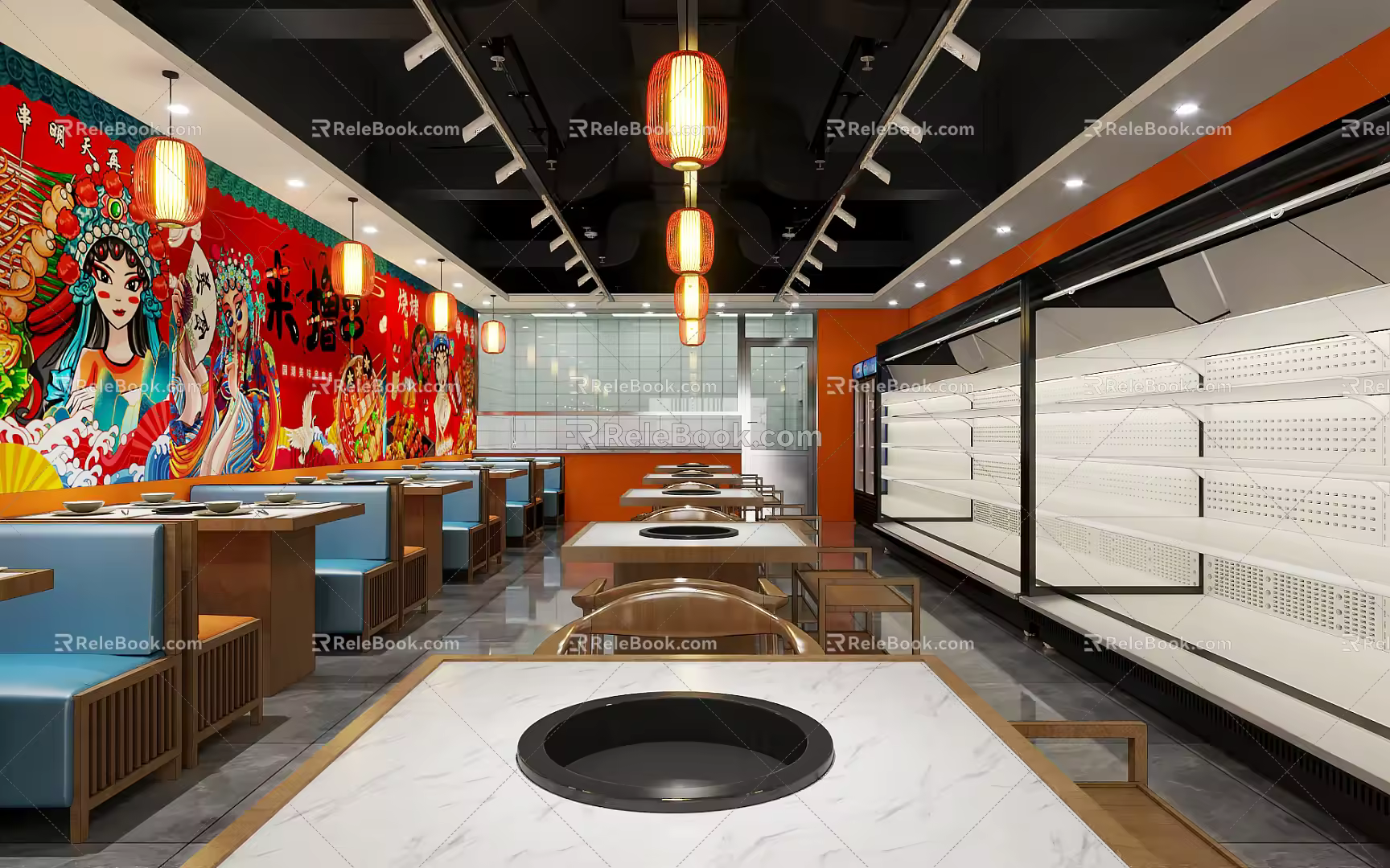 New Chinese String Restaurant Hot Pot Restaurant 3d model
