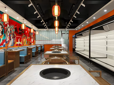 New Chinese String Restaurant Hot Pot Restaurant 3d model