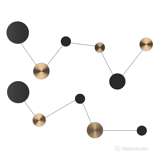 Modern Wall Sconce Design With Black And Gold Circular Elements Connected By Thin Lines 3d model