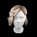 Game And Movie Character Blonde Wavy Hair Wig Model On Head Sculpture
