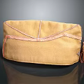 Stylish Brown Fabric Hat With Pink Stitching And Side Tassel Decoration