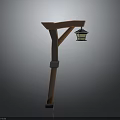 Wooden Outdoor Garden Lamp With Lantern Shade And T Shaped Stand Furniture