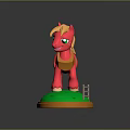 Red Pony Toy With Yellow Mane Tail Green Apple Logo On Green Base Orange Edge