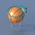 Sturdy Basketball Hoop With Ball In Net As Essential Sports Equipment For Training Practice