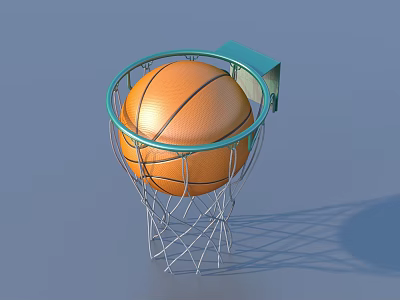 Sturdy Basketball Hoop With Ball In Net As Essential Sports Equipment For Training Practice 3d model