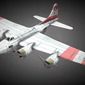 Passenger Aircraft In Red And White With Four Engines And Star Emblem On Wing