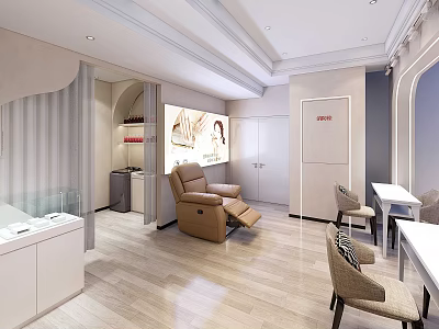 Modern Beauty Hair Salon Interior With Comfortable Chairs And Stylish Workstations 3d model