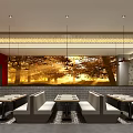Cozy Restaurant Interior With Brick Wall Wooden Tables Bar Counter Pendant Lights And Natural View
