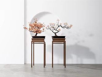 New Chinese potted pine potted plant 3d model