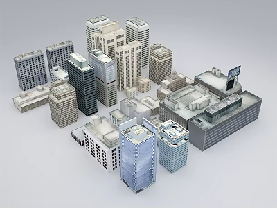 3D Models of Urban High Rise Buildings in Various Architectural Styles 3d model
