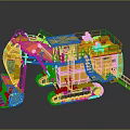 Large Yellow Excavator Heavy Duty Construction Machinery With Tracked Undercarriage And Front Bucket