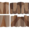 Modern Folding Screen With Brown Textured Panels And Geometric Patterns Design 3d model