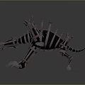Red Glowing Mechanical Skeleton Monster Game Movie Character With Sharp Claws And Luminous Details