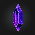 Purple Diamond Shaped Stone Crystal With Flame Pattern And Wooden Accent On Black Background