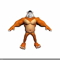 3D Cartoon Muscular Orange Bear Character With Black Cap Standing Pose Design