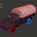 Army Green Military Truck with White Canvas Cover on Cargo Bed