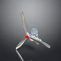 Metallic Propeller Equipment With Three Blades And Red Hub Motor Structure