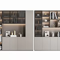 Modern Bookcase Interior Design With Layered Shelves Books Decorations And Lighting