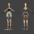 Detailed 3D Character Creature Design With Mechanical Biological Features And Model Details
