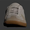 White Casual Daily Life Sneakers With Orange Sole Lace Up Design And Suede Accents