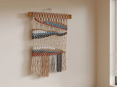 Handmade Colorful Macrame Wall Hanging With Tassel Design For Home Decor 3d model