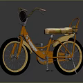 Orange Bicycle Featuring Stylish Frame Black Wheels Yellow Rims And Comfortable Seat
