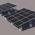 Solar Panel Arrays Installation With Concrete Supports And Ground Mounted Frames 3d model