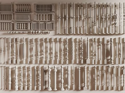 Various Decorative Columns With Different Designs And Carvings For Architectural Use 3d model