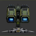 Sci Fi Mechanical Device With Green Yellow Exterior Blue Lights And Circular Base
