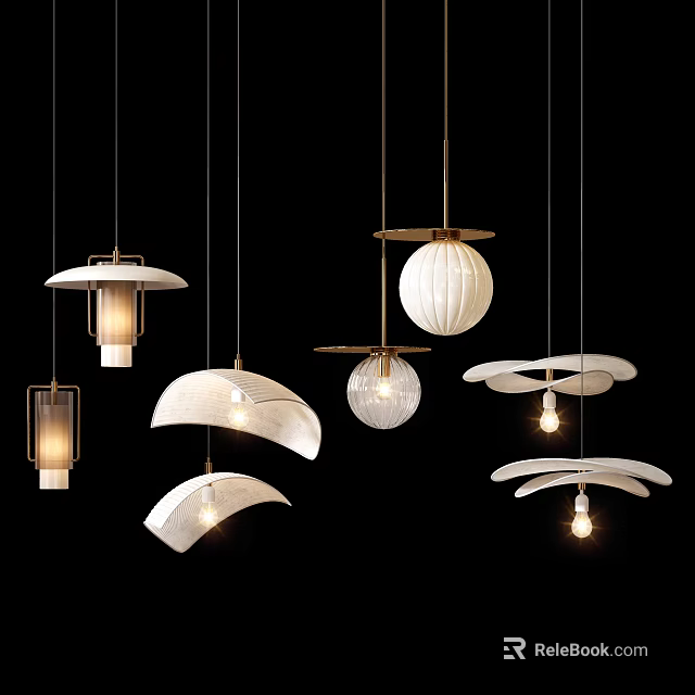 Various Stylish Pendant Lights With Unique Shapes And Modern Designs For Home Decor 3d model 